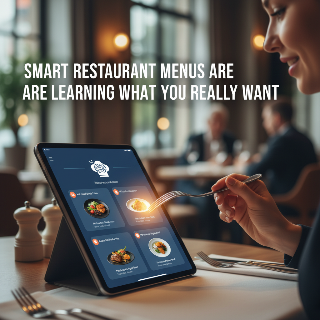 Professional blog header image for article titled: Smart Restaurant Menus Are Learning What You Really Want. High quality, relevant imagery, clean composition.