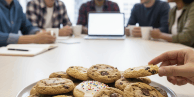Professional blog header image for article titled: Coworker Brought Cookies. High quality, relevant