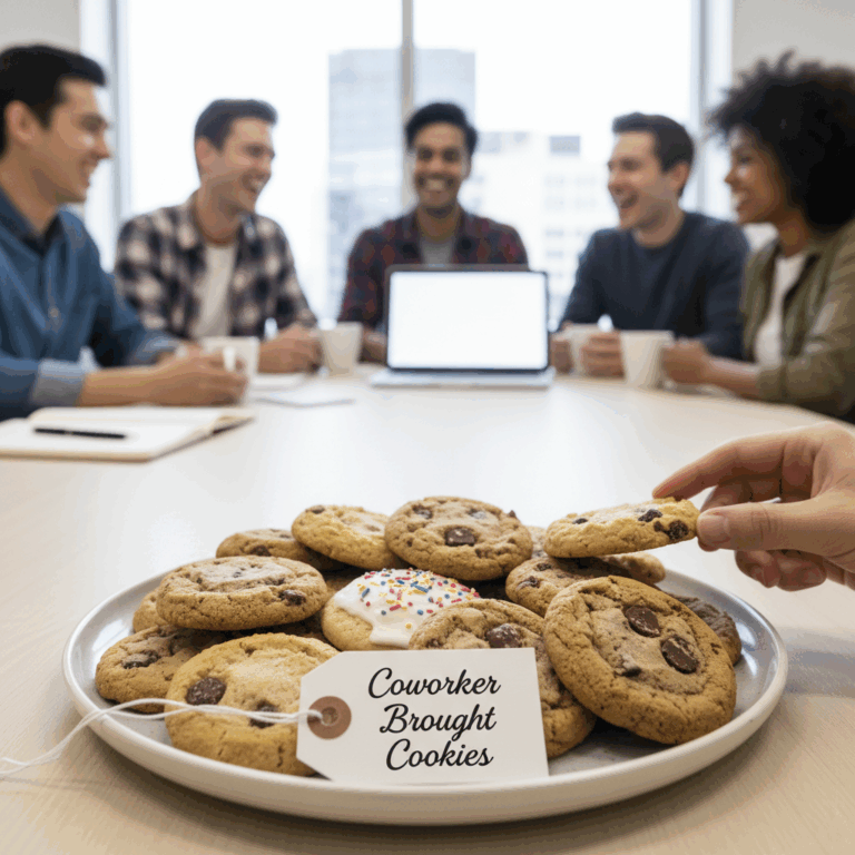 Professional blog header image for article titled: Coworker Brought Cookies. High quality, relevant