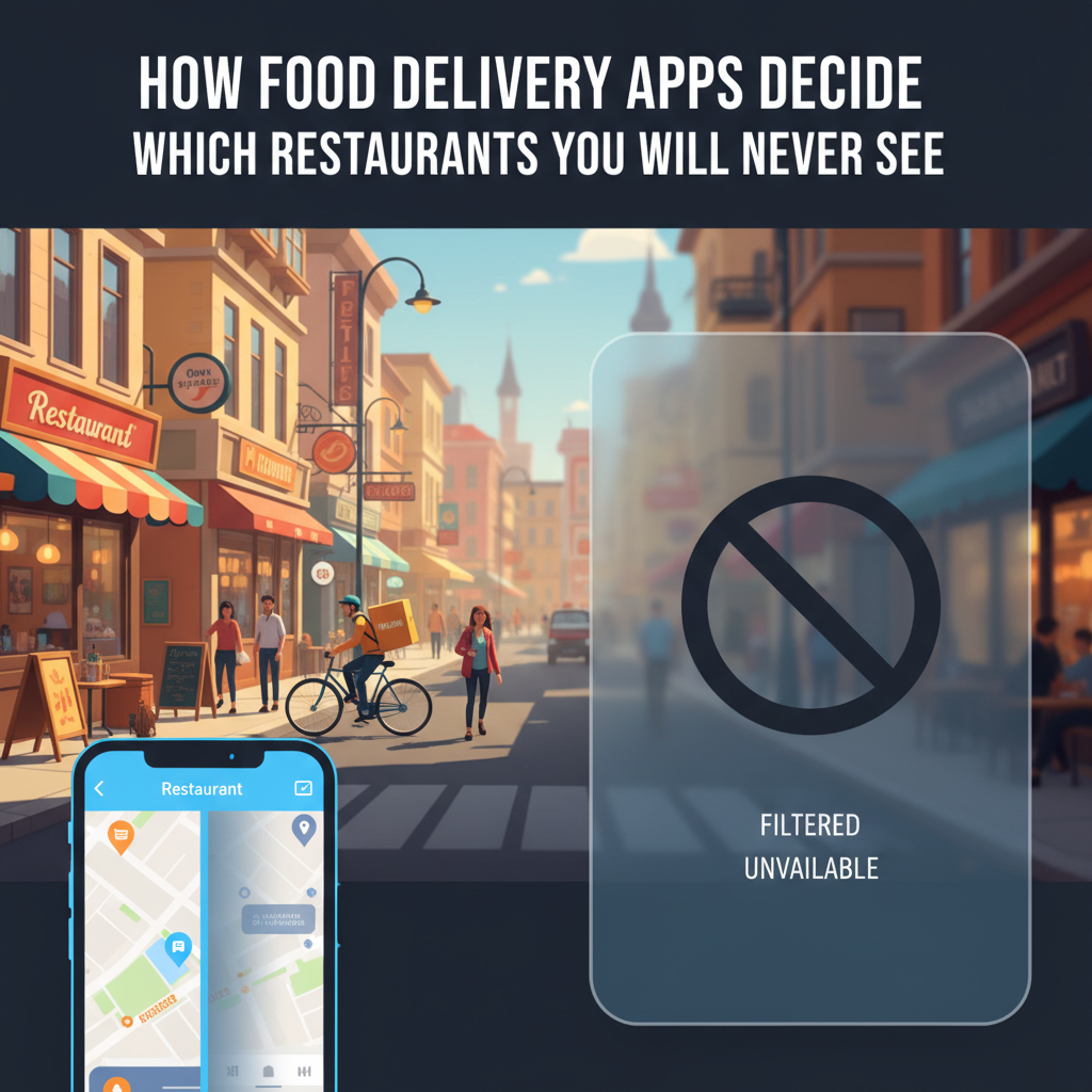 Food delivery app ranking algorithm visualization